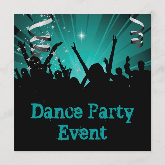 Invitación Fiesta de baile de jade azul turquesa Evento multi (Anverso)
