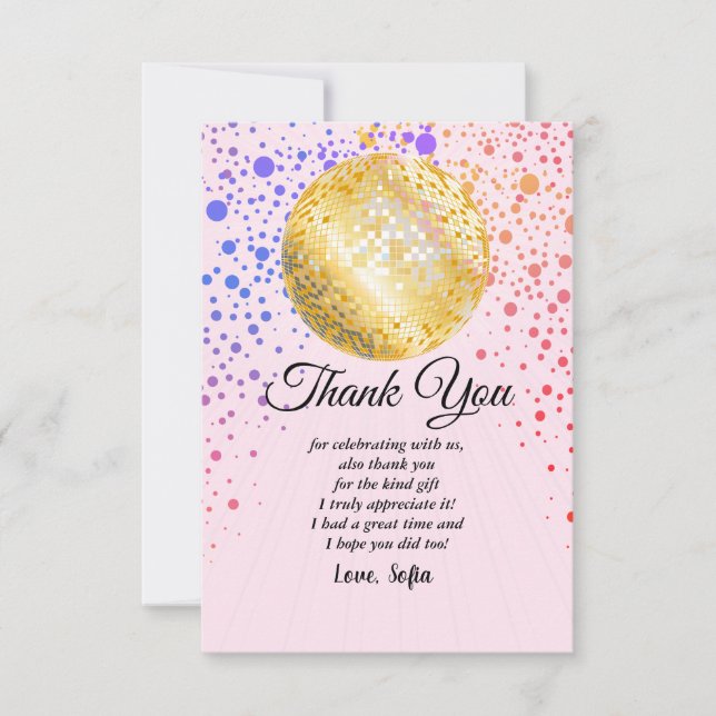 Invitación fiesta de baile disco años 70 bola de discoteca de (Anverso)