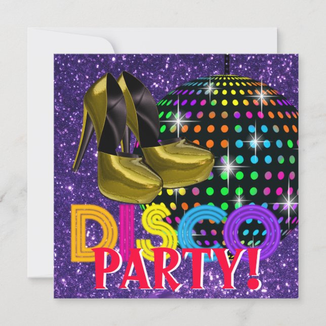 Invitación Fiesta de baile Disco Bola de espejo (Anverso)