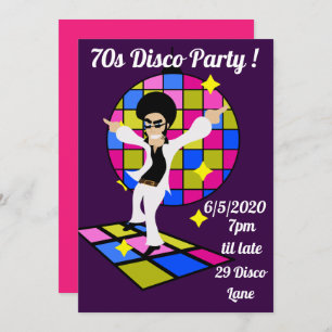 Invitación fiesta de baile discográfico retro de los años 70