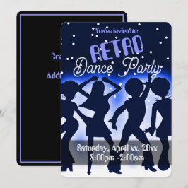 Invitación Fiesta de Baile Retro Azul