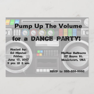 Invitación fiesta de baile retro boombox personalizar