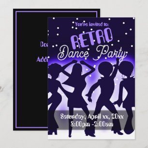 Invitación Fiesta de Baile Retro Púrpura