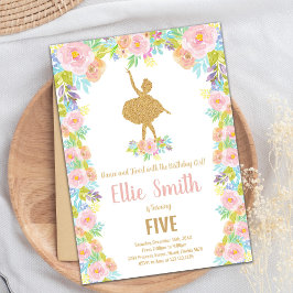 Invitación Fiesta de Ballerina Rosa para Chicas