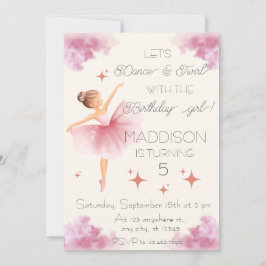 Invitación Fiesta de ballet de cumpleaños de chica Rosa Cute