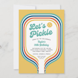 Invitación Fiesta de baloncesto Pickle Retro raya arcoiris