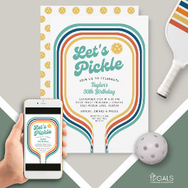 Invitación Fiesta de baloncesto Pickle Retro raya arcoiris