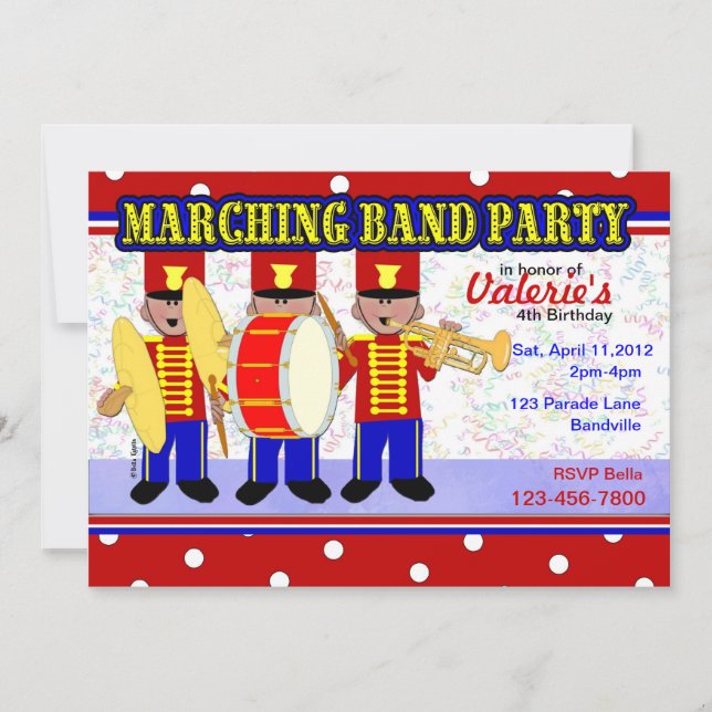 Invitación Fiesta de banda de marcha (Anverso)