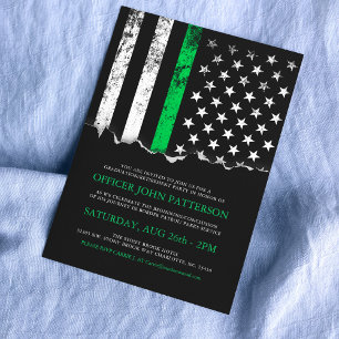 Invitación Fiesta de bandera estadounidense delgado de línea 