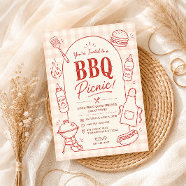 Invitación Fiesta de Barbacoa al Aire Libre Retro Verano