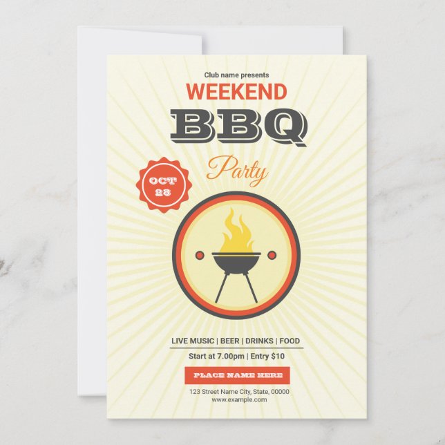 Invitación Fiesta de barbacoa/barbacoa (Anverso)