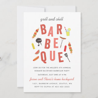 Invitación Fiesta de barbacoa Chill and Grill 