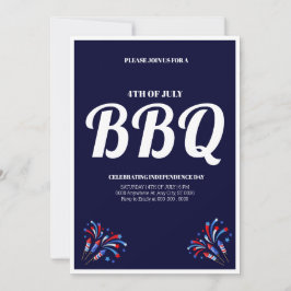 Invitación Fiesta de barbacoa con fuegos artificiales del 4 d