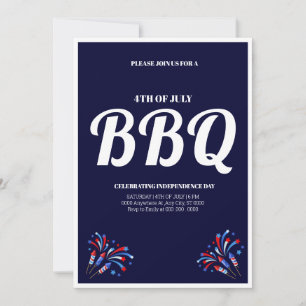 Invitación Fiesta de barbacoa con fuegos artificiales del 4 d