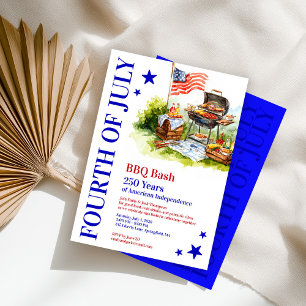 Invitación Fiesta de barbacoa de acuarela del 250º Día de la 