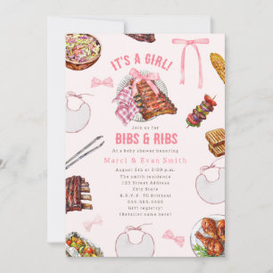Invitación Fiesta de barbacoa de Bibs & Ribs para baby shower