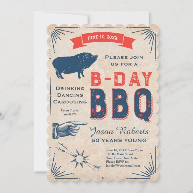 Invitación Fiesta de barbacoa de cumpleaños número 50 Todos l (Anverso)