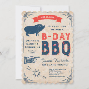 Invitación Fiesta de barbacoa de cumpleaños número 50 Todos l