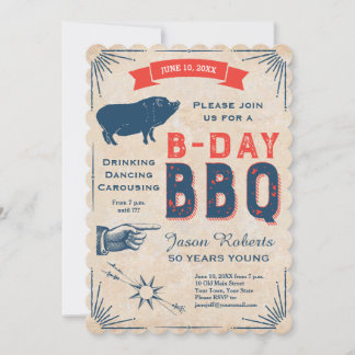 Invitación Fiesta de barbacoa de cumpleaños número 50 Todos l