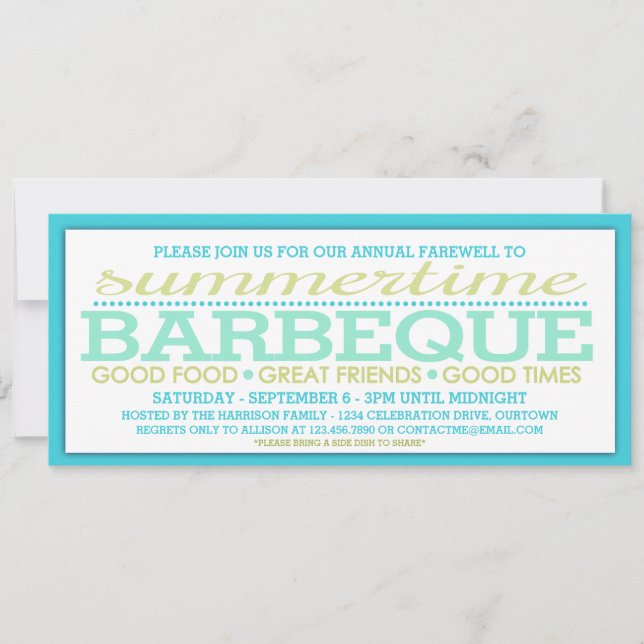 Invitación Fiesta de Barbacoa de Fin de Verano (Anverso)