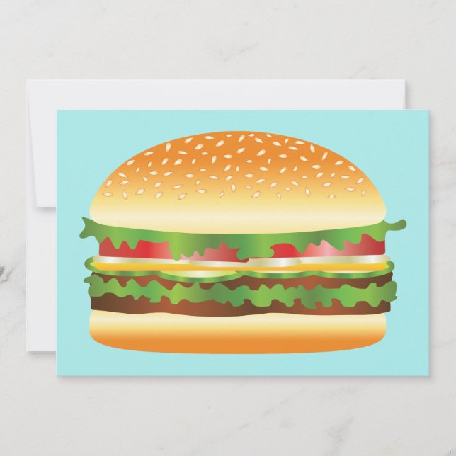 Invitación Fiesta de Barbacoa de Hamburguesa (Anverso)