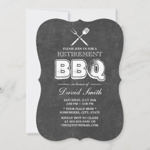 Invitación Fiesta de barbacoa de jubilación de pizarra de Cha