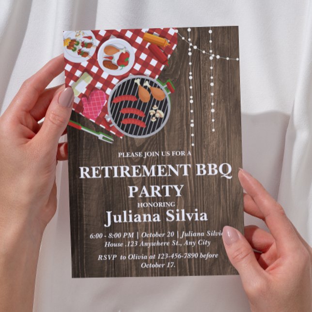 Invitación Fiesta de Barbacoa de Jubilación Rústica  (Subido por el creador)