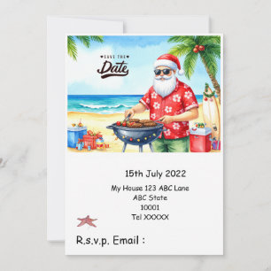 Invitación Fiesta de barbacoa de Navidad con Papá Noel