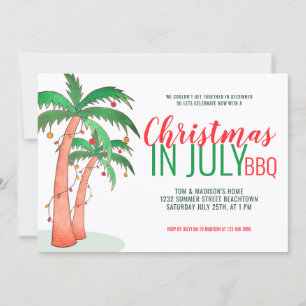 Invitación Fiesta de Barbacoa de Navidad en Julio