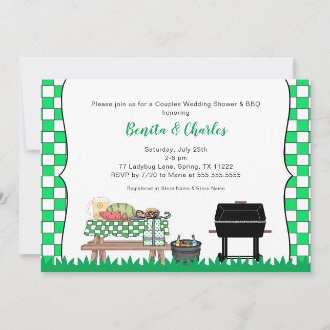 Invitación Fiesta de barbacoa de novias o bodas (Anverso)