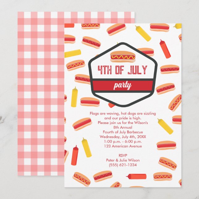 Invitación Fiesta de barbacoa de perro caliente de comida ráp (Anverso / Reverso)