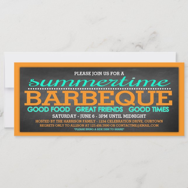 Invitación Fiesta de Barbacoa de Verano (Anverso)