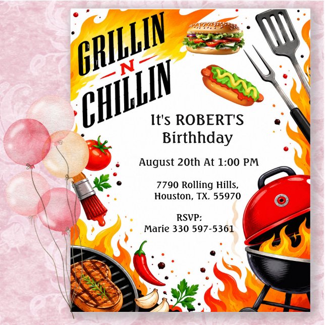 Invitación Fiesta de barbacoa de verano Grillin N Chillin (Subido por el creador)