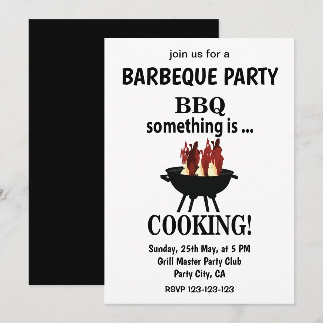 Invitación Fiesta de Barbacoa de Verano Moderna BBQ (Anverso / Reverso)