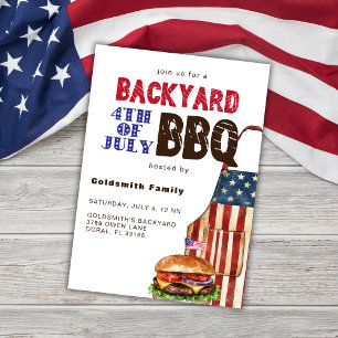 Invitación Fiesta de barbacoa del 4 de julio en el patio tras