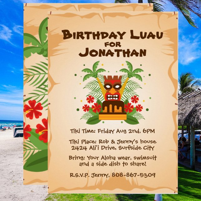 Invitación Fiesta de barbacoa del Birday Luau Tropical Hawaii (Subido por el creador)