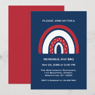 Invitación Fiesta de barbacoa del Día de los Caídos Arcoíris 