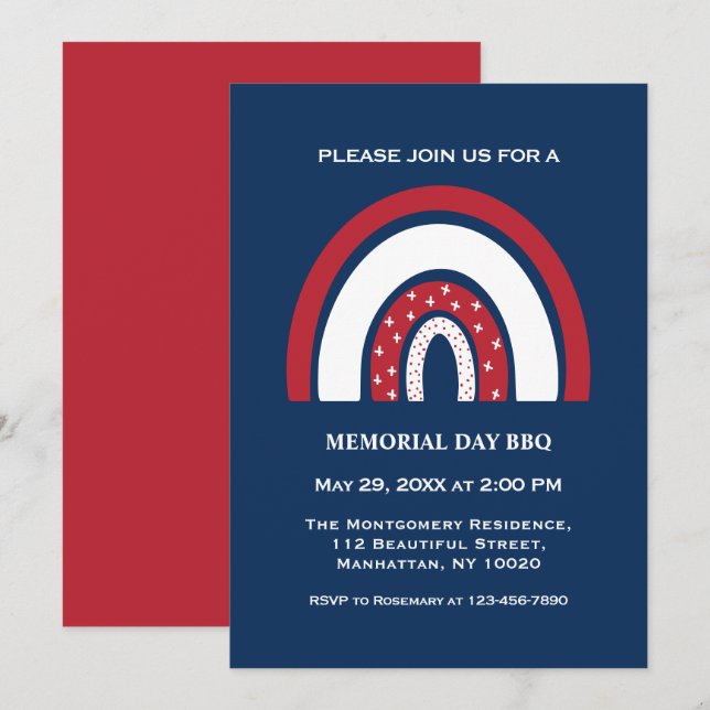 Invitación Fiesta de barbacoa del Día de los Caídos Arcoíris  (Anverso / Reverso)