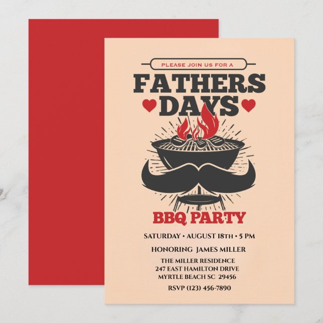 Invitación Fiesta de barbacoa del Día del Padre (Anverso / Reverso)