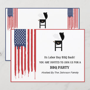 Invitación  Fiesta de barbacoa del Día del Trabajo con grafit