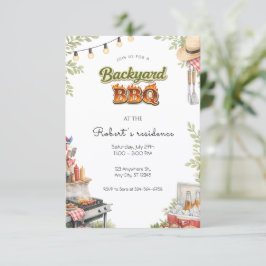 Invitación Fiesta de barbacoa en el patio trasero, asado de v