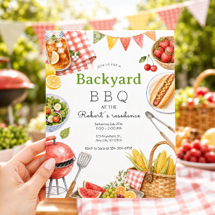 Invitación Fiesta de barbacoa en el patio trasero Picnic de v
