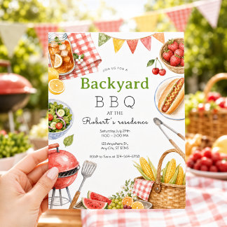 Invitación Fiesta de barbacoa en el patio trasero Picnic de v