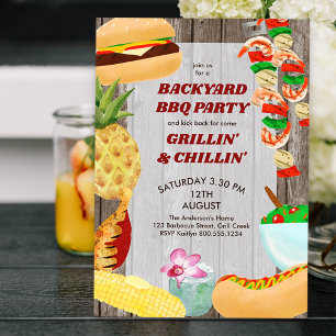 Invitación Fiesta de barbacoa en el patio trasero Relajarse y