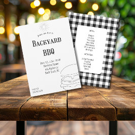 Invitación Fiesta de barbacoa en el patio trasero Rustico Cua