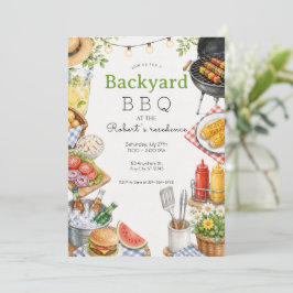 Invitación Fiesta de barbacoa en el patio trasero Verano Pícn