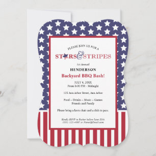 Invitación Fiesta de barbacoa rojo blanco y azul