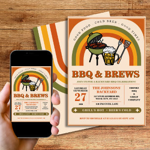 Invitación Fiesta de barbacoa y cervezas Retro BBQ & Brews