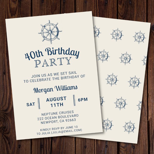 Invitación Fiesta de barco de cumpleaños cualquier barco de e (Nautical birthday party invitation)