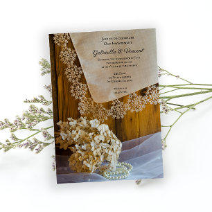 Invitación Fiesta de Barn de Encaje y Flores del País